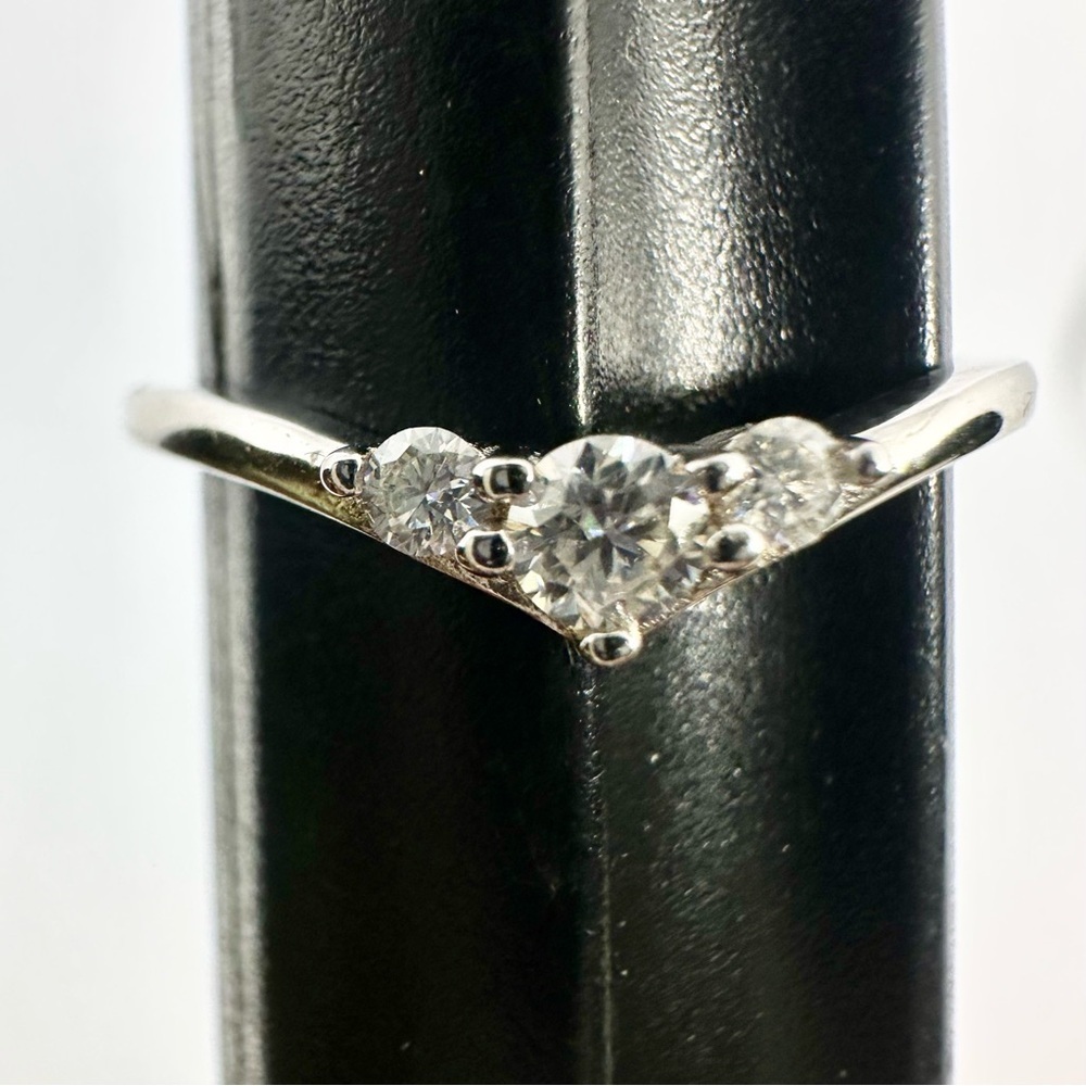 Moissanite Wedding Band Three Stone Anniversary Ring Guard Round GRA Certified - Picture 9 of 17